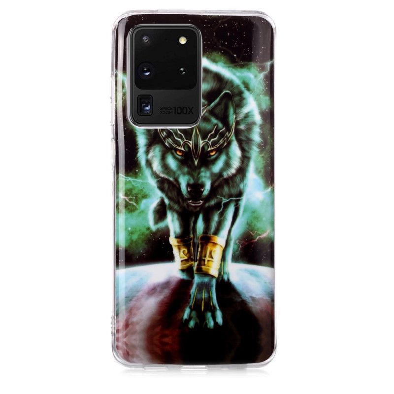 Κάλυμμα Για Samsung Galaxy S20 Ultra Λευκό Φθορίζουσα Σειρά Λύκων