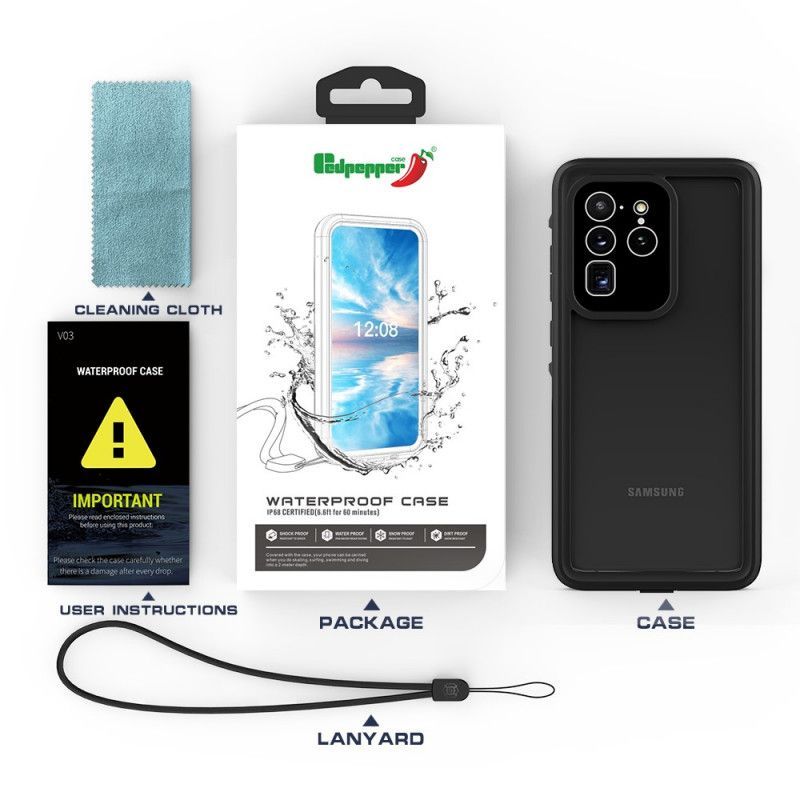 Κάλυμμα Για Samsung Galaxy S20 Ultra Μαύρο Αδιάβροχη 2M Κόκκινη Πιπεριά