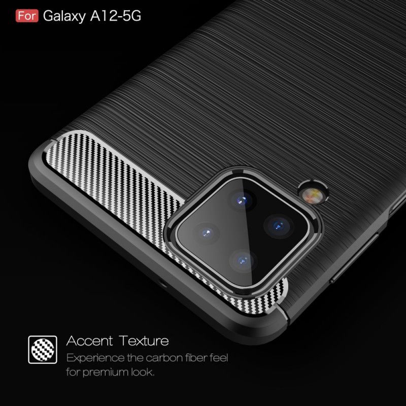 Κάλυμμα Samsung Galaxy A12 Μαύρο Βουρτσισμένη Ίνα Άνθρακα