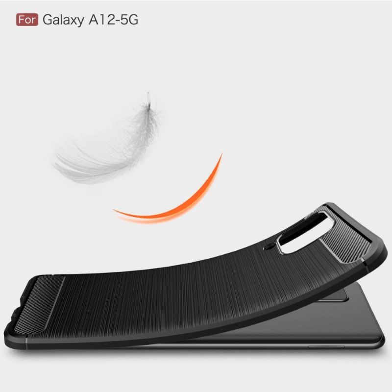 Κάλυμμα Samsung Galaxy A12 Μαύρο Βουρτσισμένη Ίνα Άνθρακα