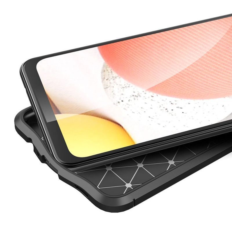 Κάλυμμα Samsung Galaxy A12 Μαύρο Εφέ Δέρματος Λίτσι Διπλής Γραμμής σιλικόνης
