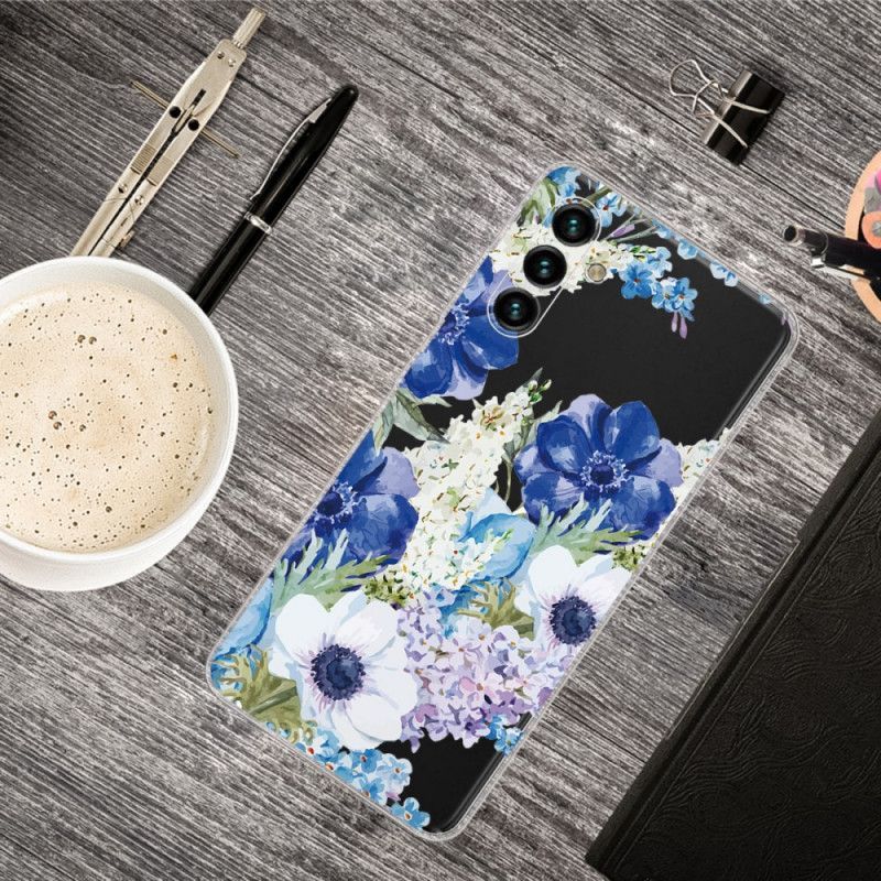 Κάλυμμα Samsung Galaxy A13 5G Ακουαρέλα Μπλε Λουλούδια Πρωτότυπος