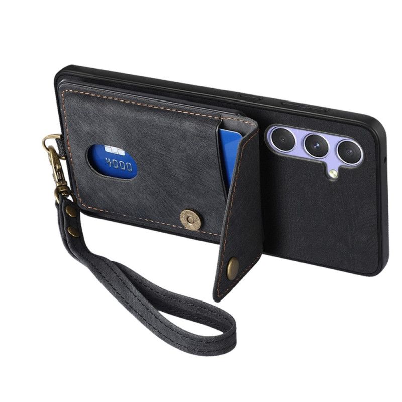 Κάλυμμα Samsung Galaxy A17 4g / 5g Σουέτ Με Θήκη Καρτών Και Κορδόνι Σιλικόνης