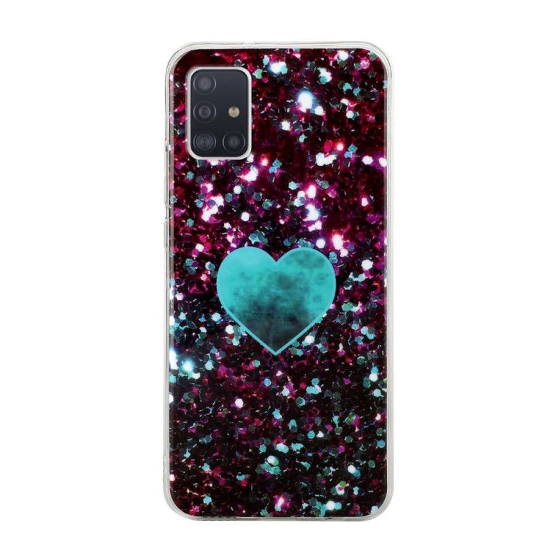 Κάλυμμα Samsung Galaxy A51 5G Μαύρο Γκλίτερ Αγάπη σιλικόνης