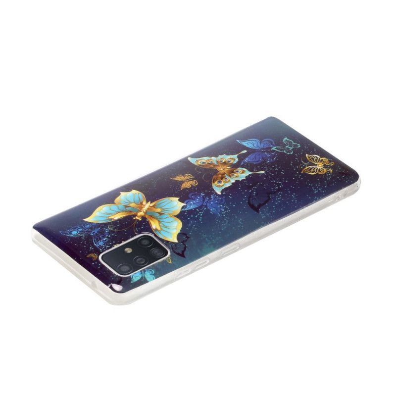 Κάλυμμα Samsung Galaxy A51 5G Σκούρο Μπλε Φθορίζουσα Σειρά Πεταλούδων