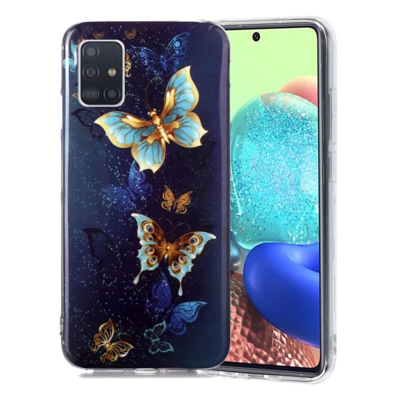 Κάλυμμα Samsung Galaxy A51 5G Σκούρο Μπλε Φθορίζουσα Σειρά Πεταλούδων