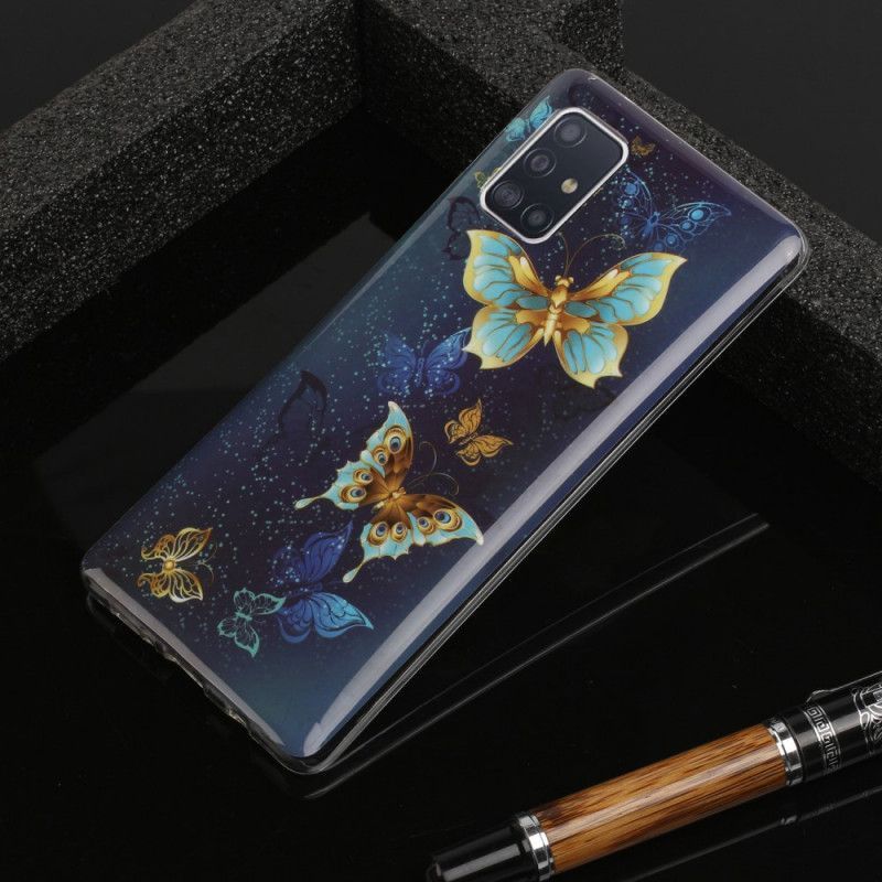 Κάλυμμα Samsung Galaxy A51 5G Σκούρο Μπλε Φθορίζουσα Σειρά Πεταλούδων