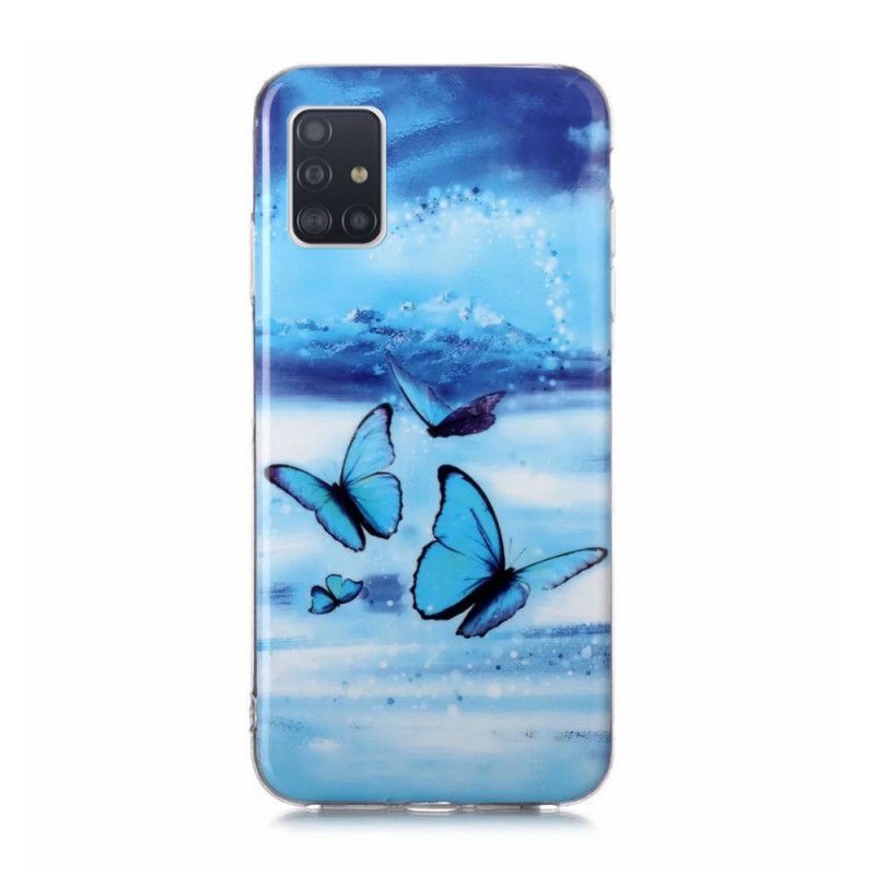 Κάλυμμα Samsung Galaxy A51 5G Σκούρο Μπλε Φθορίζουσα Σειρά Πεταλούδων