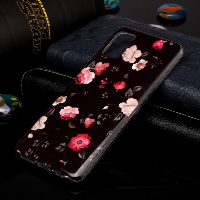 Κάλυμμα Samsung Galaxy A51 Μαύρο Φθορίζουσα Σειρά Λουλουδιών