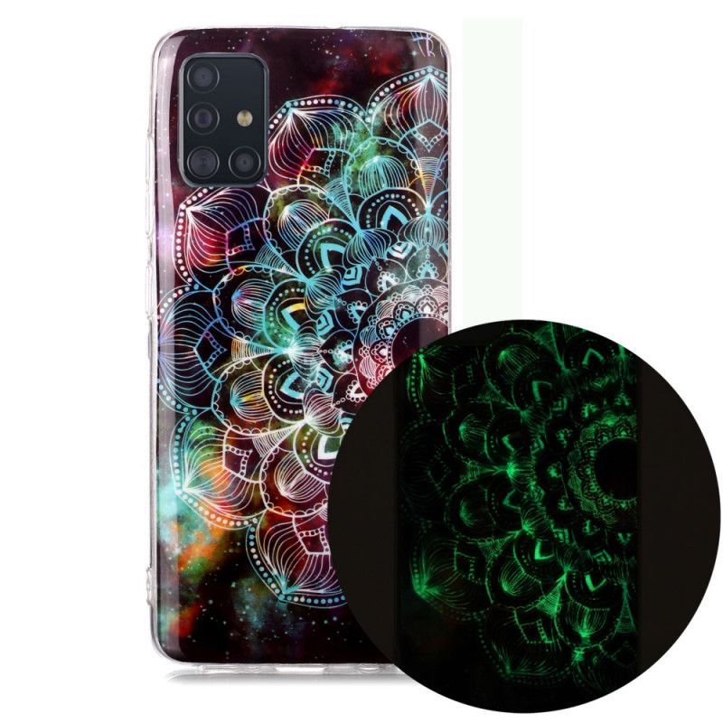 Κάλυμμα Samsung Galaxy A51 Μαύρο Φθορίζουσα Σειρά Λουλουδιών