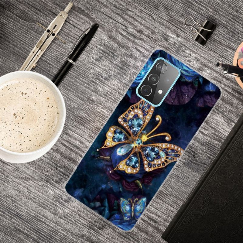 Κάλυμμα Samsung Galaxy A72 4G / A72 5G Σκούρο Μπλε Πεταλούδα Πολυτελείας