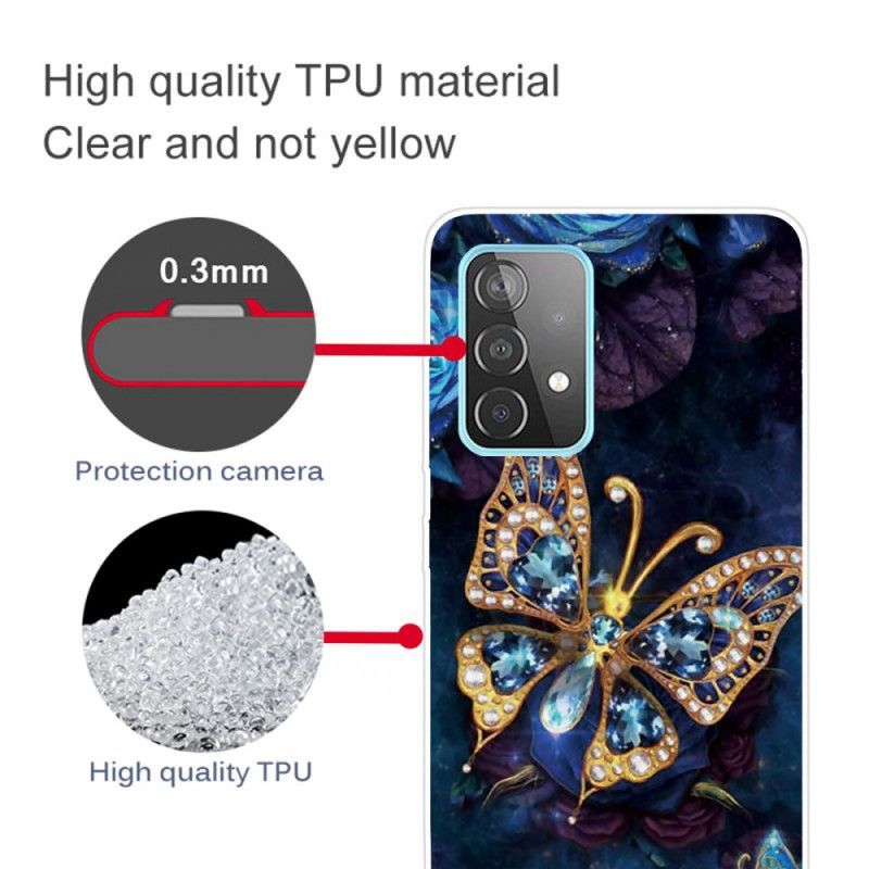 Κάλυμμα Samsung Galaxy A72 4G / A72 5G Σκούρο Μπλε Πεταλούδα Πολυτελείας