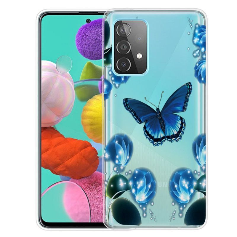 Κάλυμμα Samsung Galaxy A72 4G / A72 5G Σκούρο Μπλε Πεταλούδα Πολυτελείας
