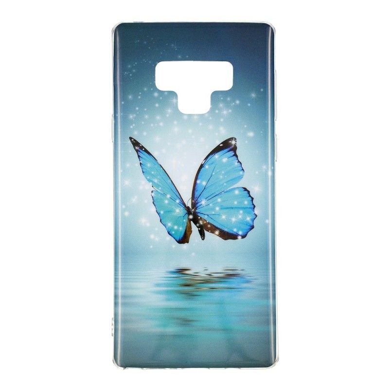 Κάλυμμα Samsung Galaxy Note 9 Φθορίζουσα Μπλε Πεταλούδα