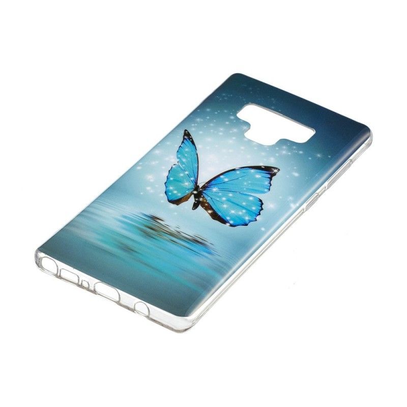 Κάλυμμα Samsung Galaxy Note 9 Φθορίζουσα Μπλε Πεταλούδα