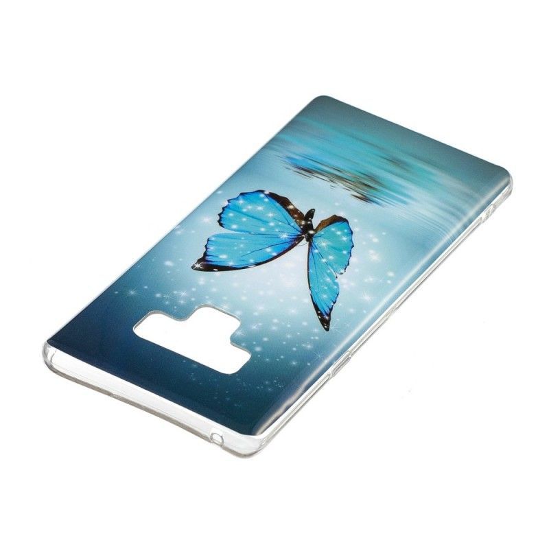 Κάλυμμα Samsung Galaxy Note 9 Φθορίζουσα Μπλε Πεταλούδα