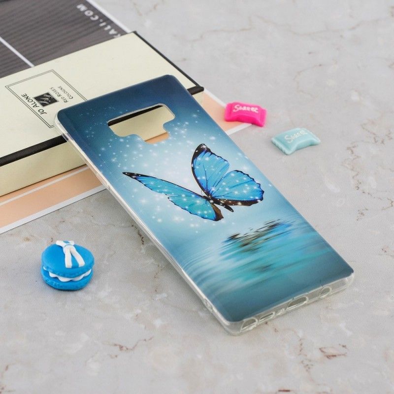 Κάλυμμα Samsung Galaxy Note 9 Φθορίζουσα Μπλε Πεταλούδα