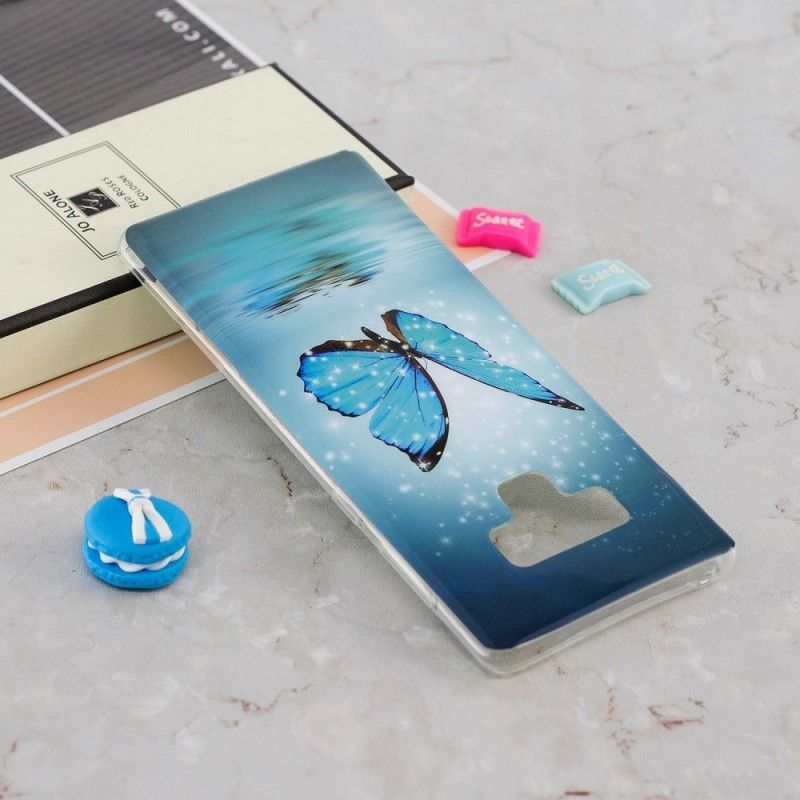 Κάλυμμα Samsung Galaxy Note 9 Φθορίζουσα Μπλε Πεταλούδα