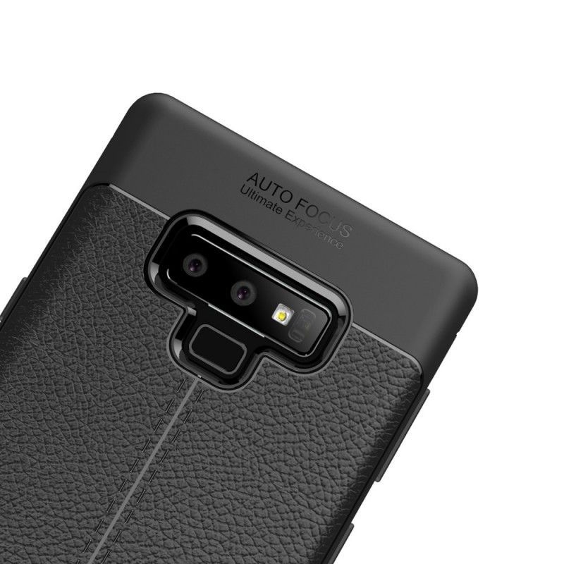 Κάλυμμα Samsung Galaxy Note 9 Μαύρο Εφέ Από Δέρμα Λίτσι Διπλής Γραμμής