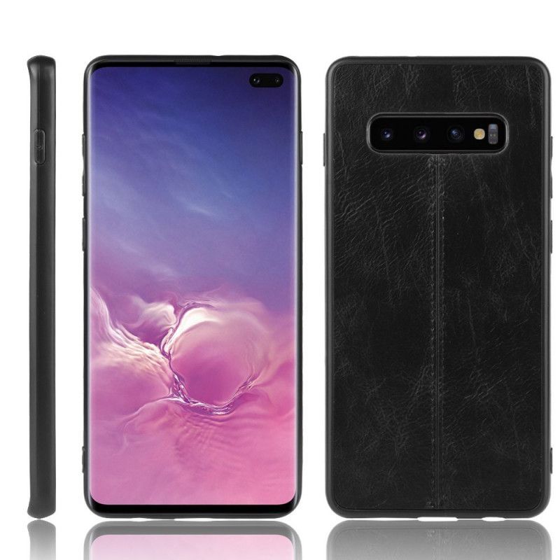 Κάλυμμα Samsung Galaxy S10 Μαύρο Δερμάτινο Εφέ Ραφής Πρωτότυπος