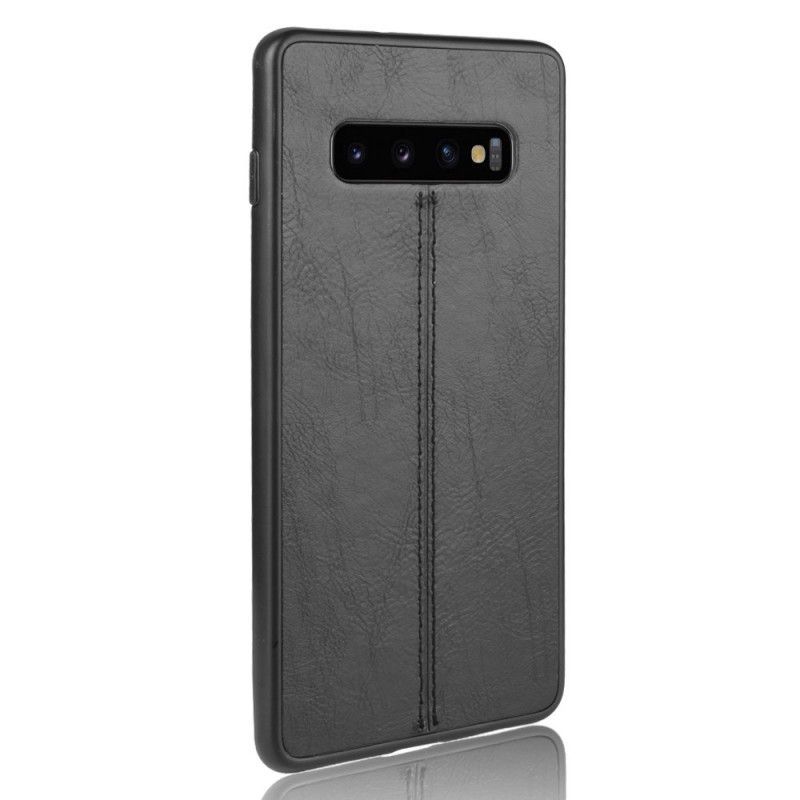Κάλυμμα Samsung Galaxy S10 Μαύρο Δερμάτινο Εφέ Ραφής Πρωτότυπος