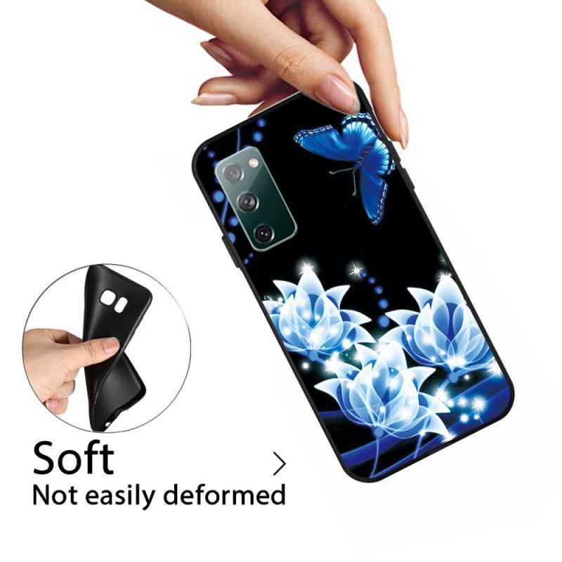 Κάλυμμα Samsung Galaxy S20 FE Θήκες Κινητών Μπλε Πεταλούδα Και Λουλούδια