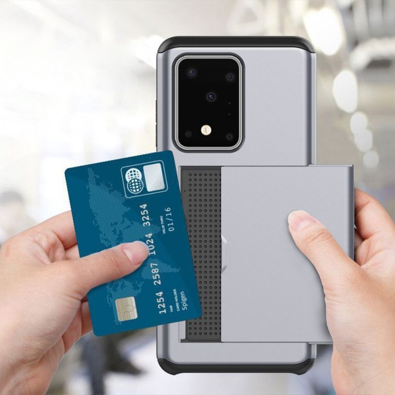Κάλυμμα Samsung Galaxy S20 Ultra Μαύρο Άκαμπτη Φανταχτερή Θήκη Κάρτας