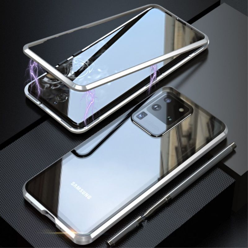 Κάλυμμα Samsung Galaxy S20 Ultra Μαύρο Μεταλλικές Άκρες Και Σκληρυμένο Γυαλί