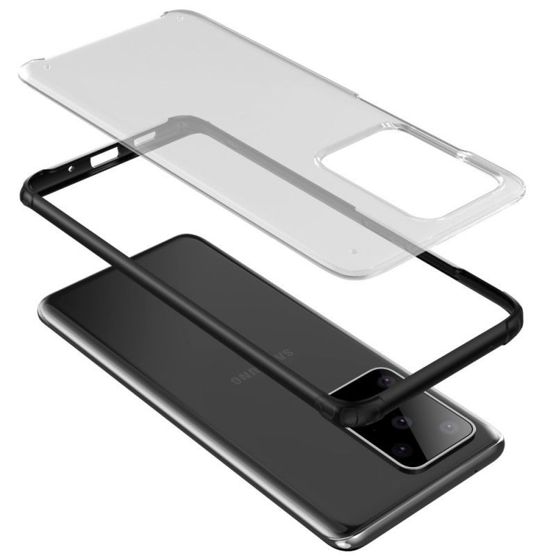Κάλυμμα Samsung Galaxy S20 Ultra Μαύρο Χρωματιστές Άκρες Ύφανση σιλικόνης