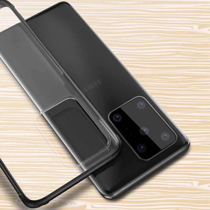 Κάλυμμα Samsung Galaxy S20 Ultra Μαύρο Χρωματιστές Άκρες Ύφανση σιλικόνης