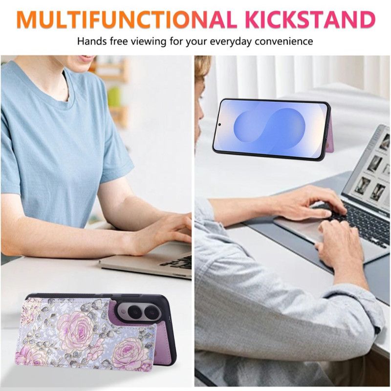 Κάλυμμα Samsung Galaxy S25 5g Edge Θήκη Καρτών Με Λουλούδια Σιλικόνης