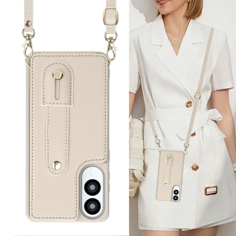 Κάλυμμα Samsung Galaxy S25 5g Edge Θήκη Καρτών Με Λουράκι Και Λουράκι Ώμου