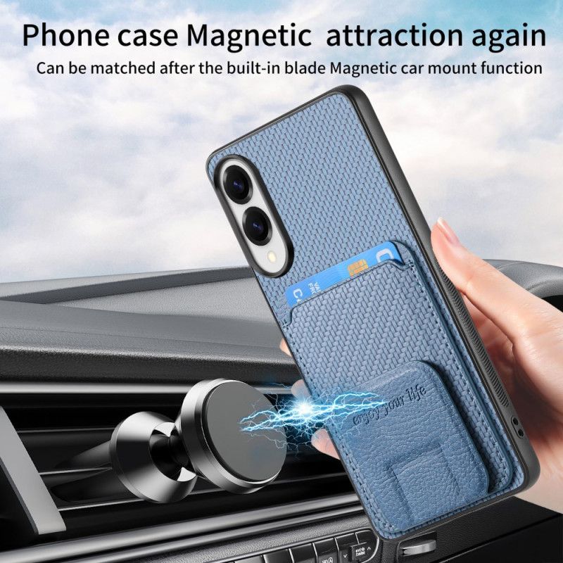 Κάλυμμα Samsung Galaxy S25 5g Edge Θήκη Καρτών Με Υφή Ανθρακονημάτων Και Ενσωματωμένη Βάση Σιλικόνης