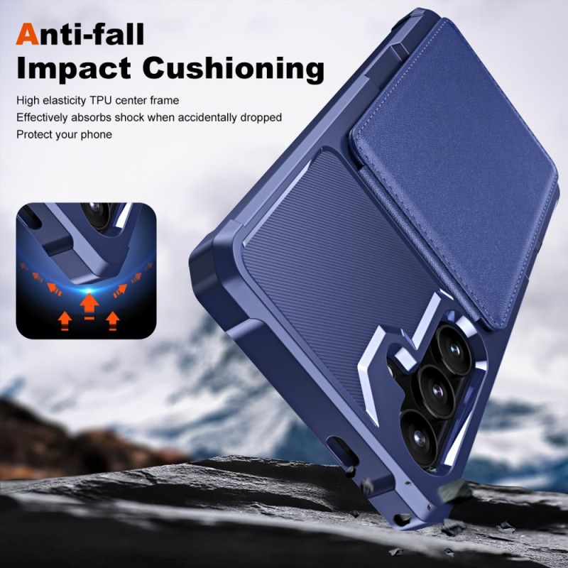 Κάλυμμα Samsung Galaxy S25 5g Θήκη Κάρτας Και Βάση Με Μεταλλικό Εφέ