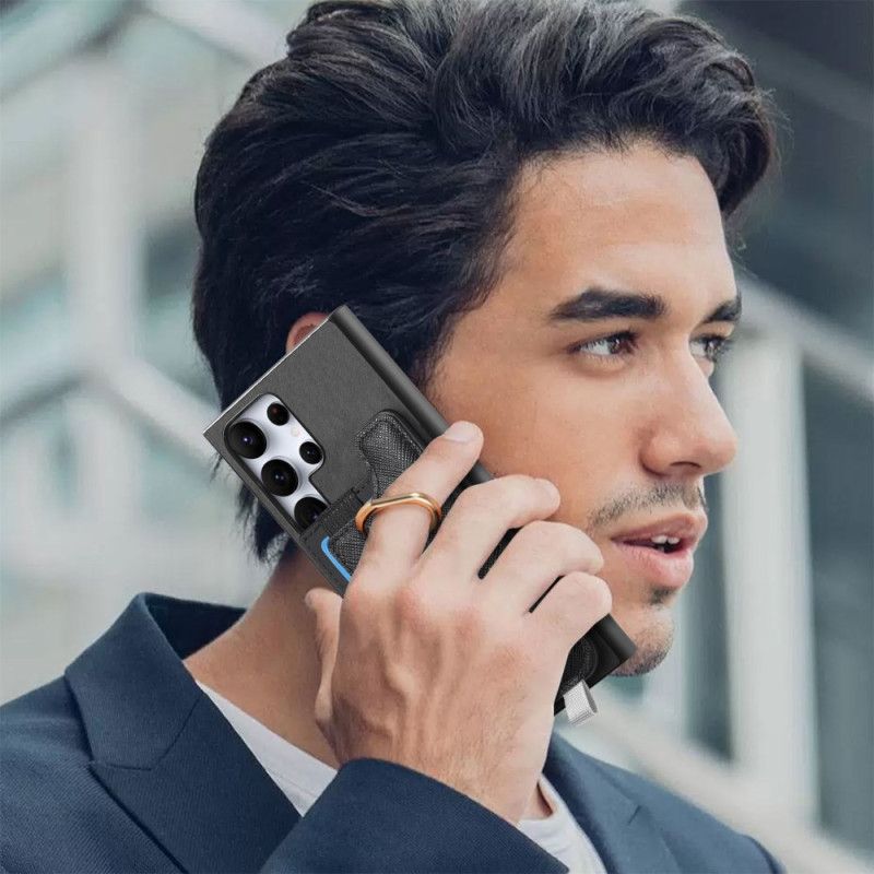 Κάλυμμα Samsung Galaxy S25 Ultra 5g Αποσπώμενη Θήκη Καρτών Σε Στυλ Σουέτ