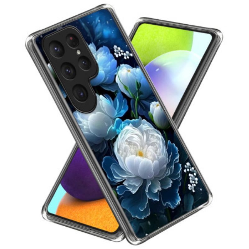 Κάλυμμα Samsung Galaxy S25 Ultra 5g Λευκή Παιώνια Σιλικόνης