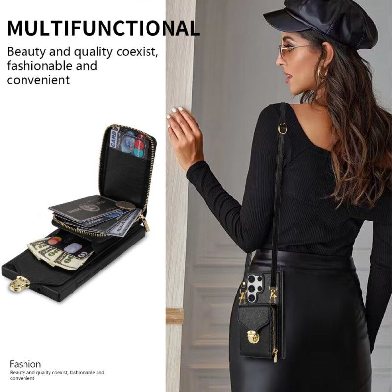 Κάλυμμα Samsung Galaxy S25 Ultra 5g Θήκες Κινητών Πορτοφόλι Με Φερμουάρ Και Ώμο