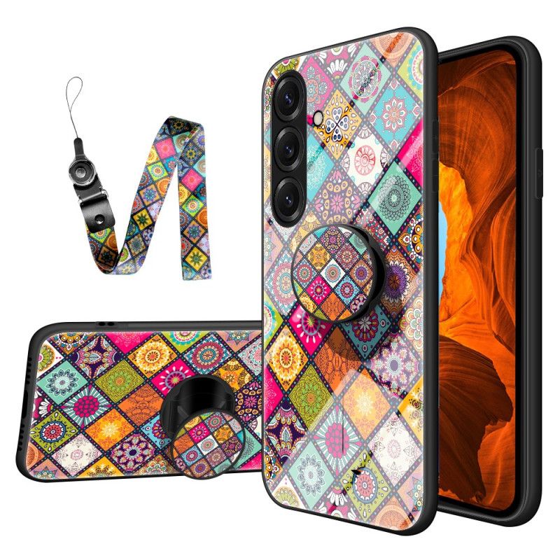 Κάλυμμα Samsung Galaxy S26 Plus Βάση Δαχτυλιδιού Και Κορδόνι Patchwork