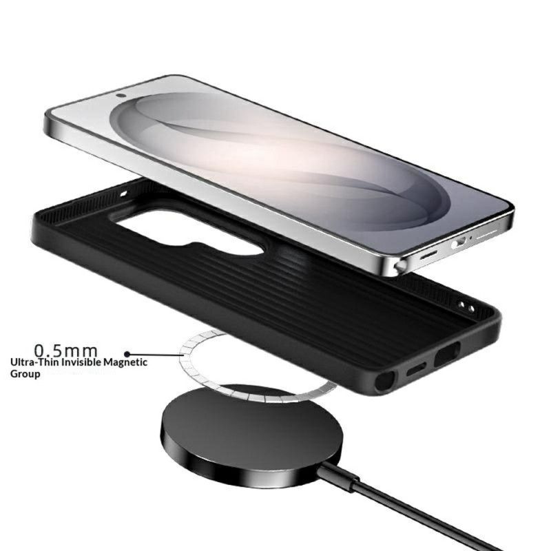 Κάλυμμα Samsung Galaxy S26 Plus Μαγνητική Βάση Από Ίνες Άνθρακα Με Υφή