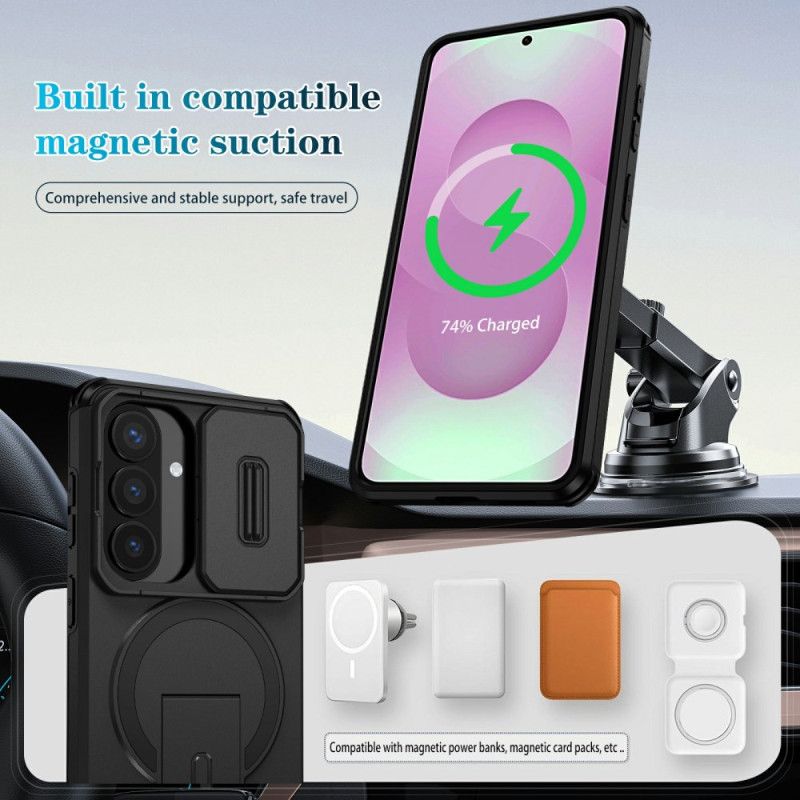 Κάλυμμα Samsung Galaxy S26 Συρόμενη Μαγνητική Βάση Και Θήκη Κάμερας Σιλικόνης