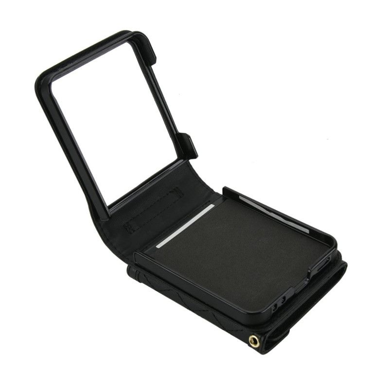 Κάλυμμα Samsung Galaxy Z Flip 7 Επενδυμένη Θήκη Καρτών Και Ιμάντας Ώμου