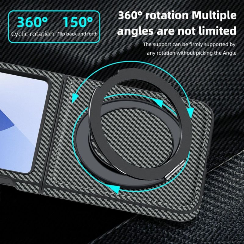 Κάλυμμα Samsung Galaxy Z Flip 7 Fe Μαγνητική Ίνα Άνθρακα Και Βάση Σιλικόνης