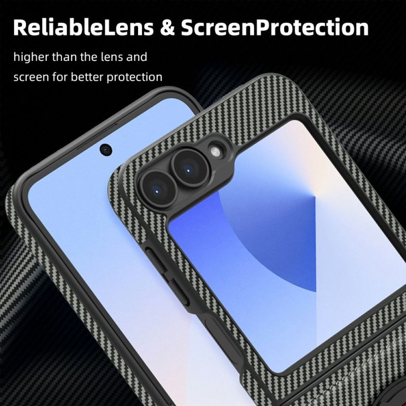 Κάλυμμα Samsung Galaxy Z Flip 7 Fe Μαγνητική Ίνα Άνθρακα Και Βάση Σιλικόνης