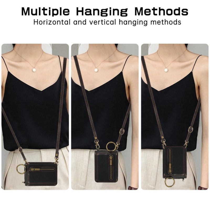 Κάλυμμα Samsung Galaxy Z Flip 7 Fe Πορτοφόλι Με Φερμουάρ Και Ιμάντας Ώμου Σιλικόνης