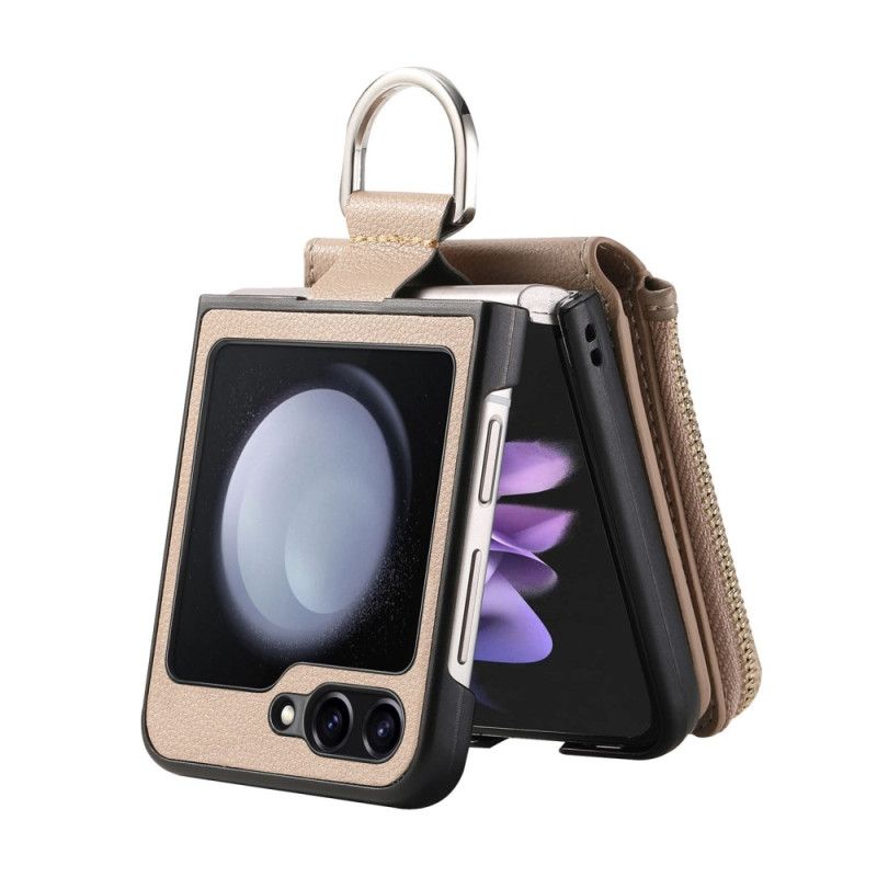 Κάλυμμα Samsung Galaxy Z Flip 7 Fe Τσέπη Με Φερμουάρ Και Θήκη Δαχτυλιδιού Σιλικόνης