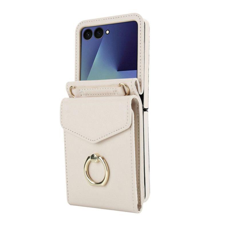 Κάλυμμα Samsung Galaxy Z Flip 7 Καπιτονέ Πορτοφόλι Και Λουράκι Σιλικόνης