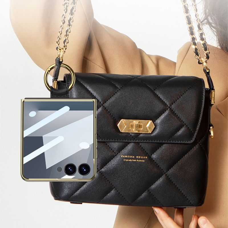 Κάλυμμα Samsung Galaxy Z Flip 7 Καπιτονέ Σχέδιο Με Θήκη Δαχτυλιδιού Σιλικόνης