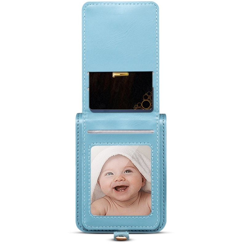 Κάλυμμα Samsung Galaxy Z Flip 7 Μαρμάρινη Θήκη Καρτών Και Λουράκι Ώμου