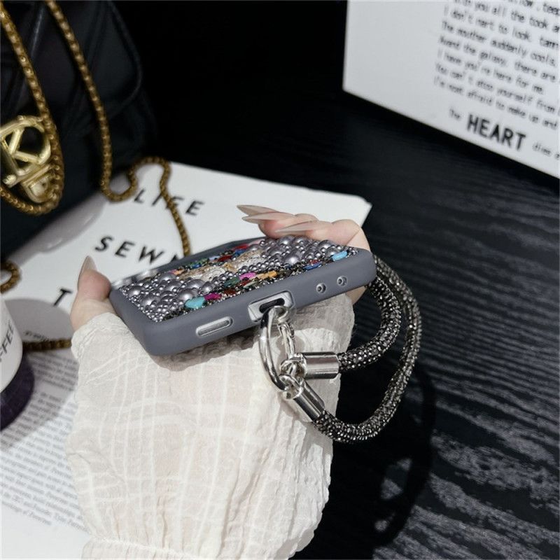 Κάλυμμα Samsung Galaxy Z Flip 7 Σχεδιασμός Με Γκλίτερ Και Ιμάντας Καρπού