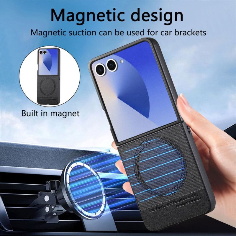 Κάλυμμα Samsung Galaxy Z Flip 7 Συμβατό Με Magsafe Denim Δέρμα Με Υφή Σιλικόνης